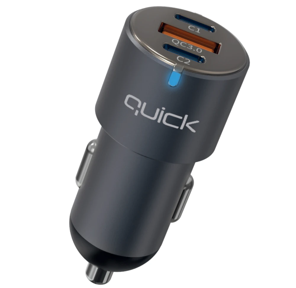 Quick Greitas QC-420 automobilinis įkroviklis su USB / 2x USB-C 60W