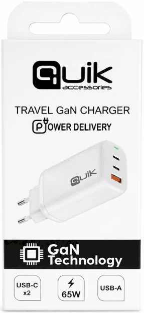 „Quik Accessories QG-311 GaN“ 2x USB-C / USB įkroviklis 65 W