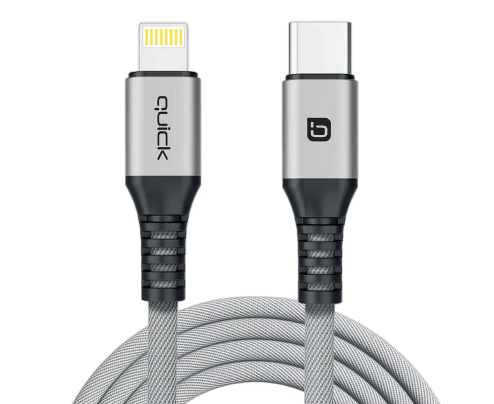 USB Quick USB-C - Lightning kabelis 1,5 m pilkas (4752168141236)