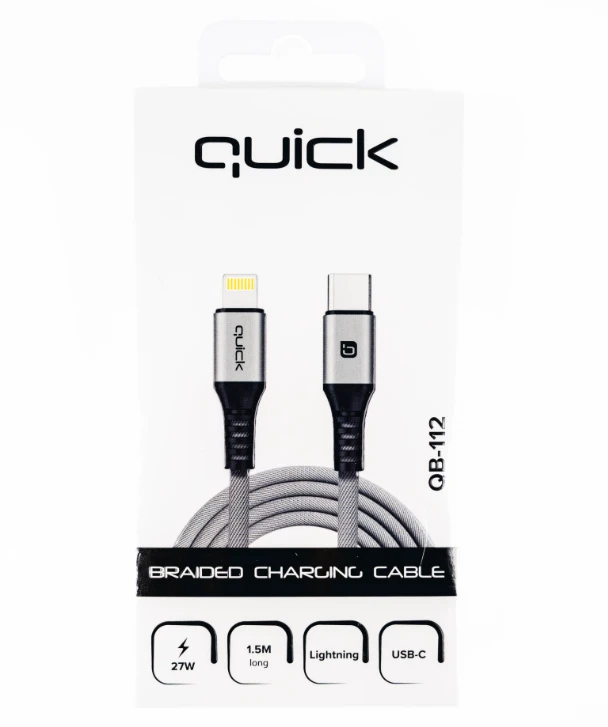 USB Quick USB-C - Lightning kabelis 1,5 m pilkas (4752168141236)
