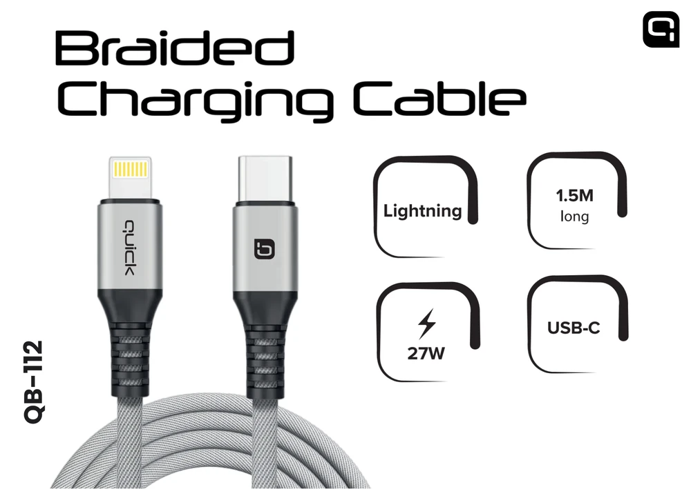USB Quick USB-C - Lightning kabelis 1,5 m pilkas (4752168141236)