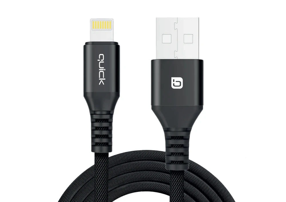 USB kabelis Quick USB-A - Lightning 1,5 m juodas (4752168141243)