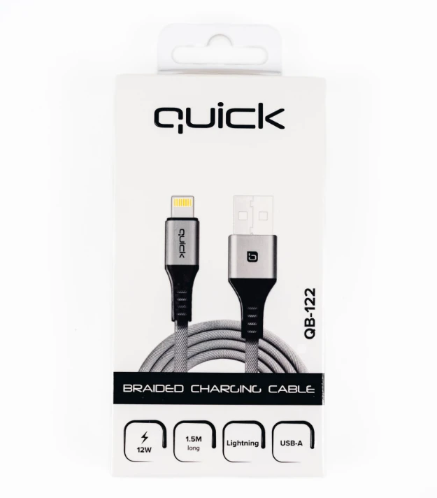 USB kabelis Quick USB-A - Lightning 1,5 m pilkas (4752168141250)