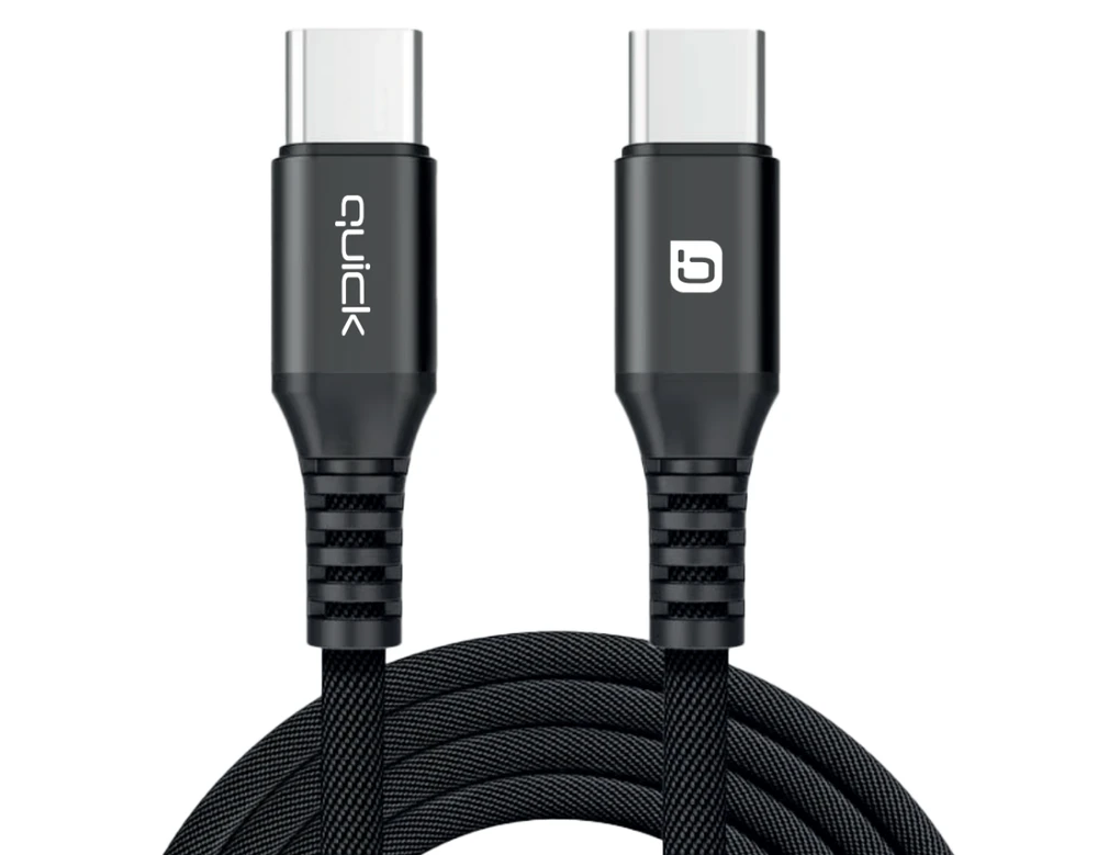 USB kabelis Quick USB-C - USB-C 1,5 m juodas (4752168141267)