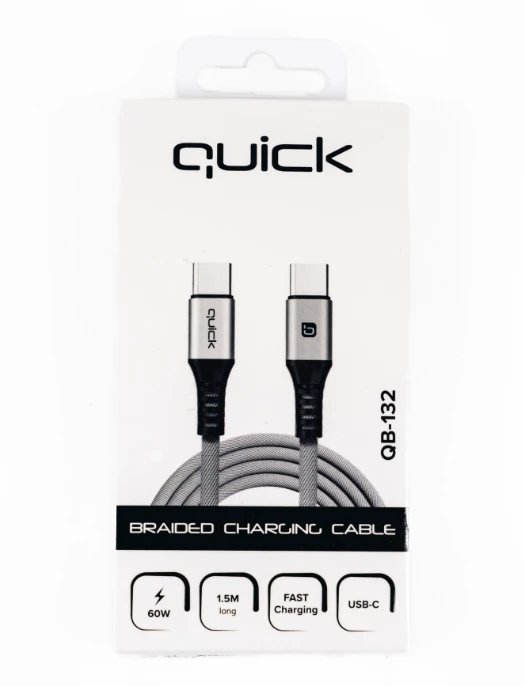 Quick USB-C - USB-C kabelis 1,5 m pilkas (4752168141274)