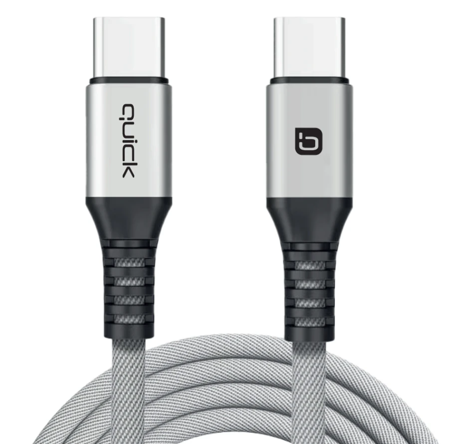 Quick USB-C - USB-C kabelis 1,5 m pilkas (4752168141274)