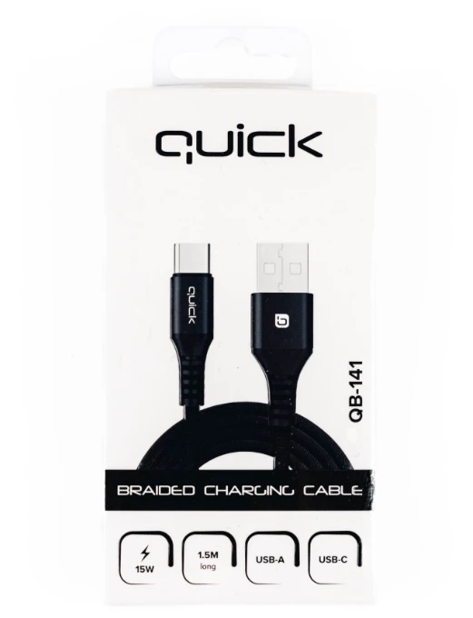 USB kabelis Quick USB-A - USB-C 1,5 m raudonas (4752168141281)
