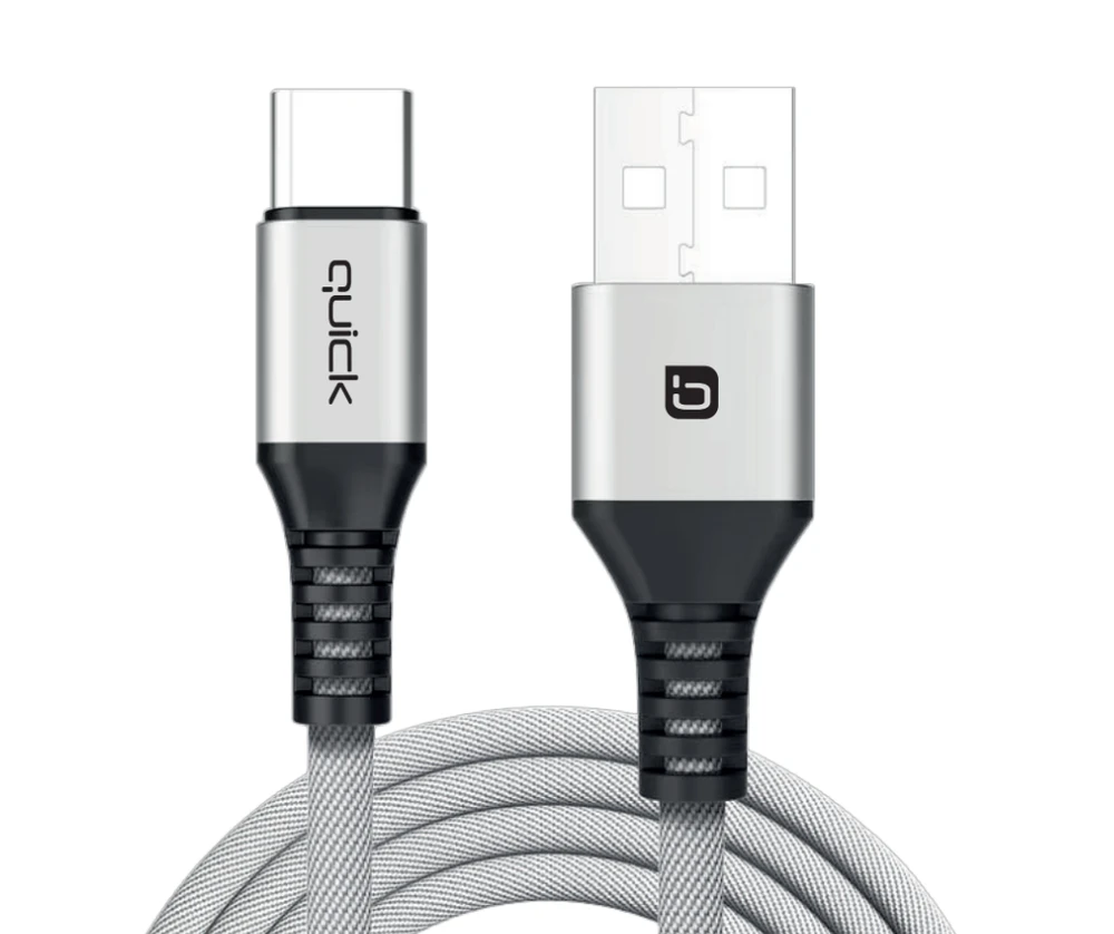 USB kabelis Quick USB-A - USB-C 1,5 m pilkas (4752168141298)