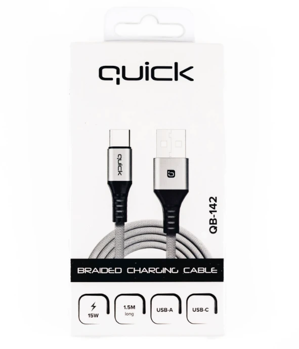 USB kabelis Quick USB-A - USB-C 1,5 m pilkas (4752168141298)
