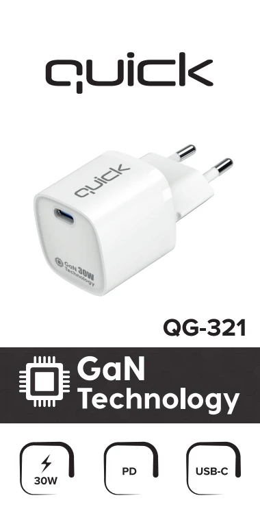 Quick Greitas QG-321 GaN USB-C įkroviklis 30 W