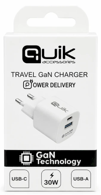 „Quik Accessories QG-322 GaN USB-C“ / USB įkroviklis 30 W