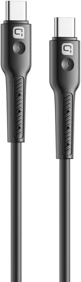 „Quik Accessories QK-1011“ minkštas silikoninis 60 W įkrovimo ir duomenų kabelis, USB-C į USB-C, 1 m