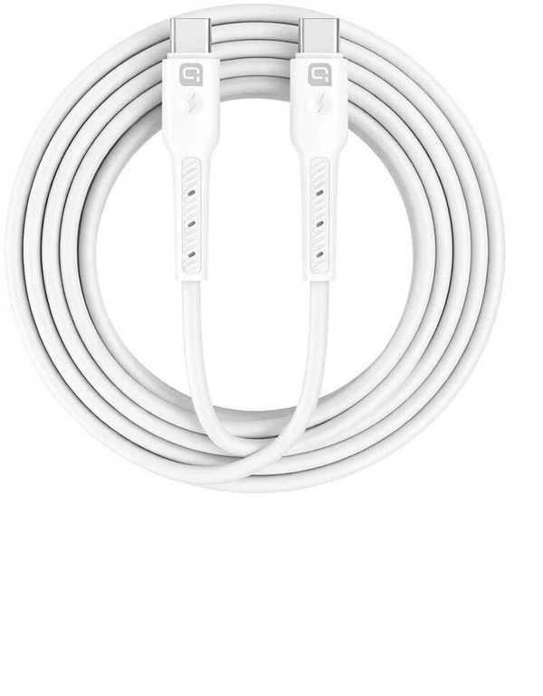 „Quik Accessories QK-1012“ minkštas silikoninis 60 W įkrovimo ir duomenų perdavimo laidas, USB-C į USB-C, 1 m