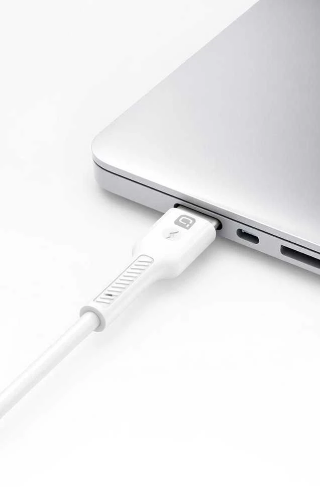 „Quik Accessories QK-1012“ minkštas silikoninis 60 W įkrovimo ir duomenų perdavimo laidas, USB-C į USB-C, 1 m