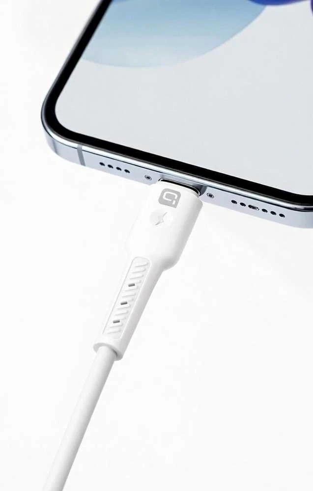 „Quik Accessories QK-1022“ minkštas silikoninis 27 W įkrovimo ir duomenų kabelis, USB-C–Lightning, 1 m