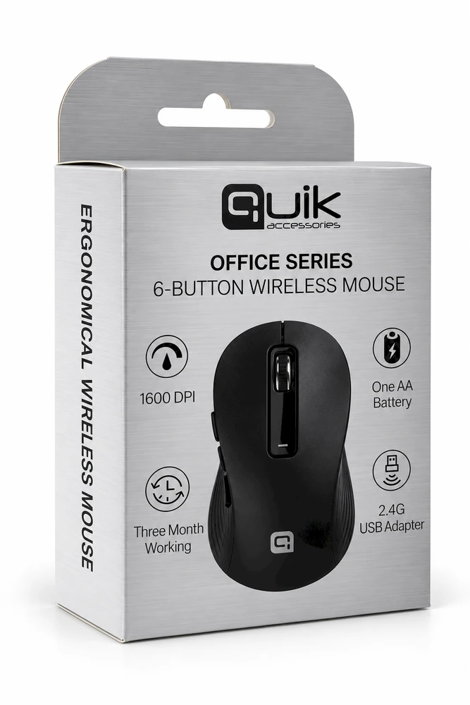 Quik Priedai QOS-1106 Bevielė pelė su 6 mygtukais 1600 DPI