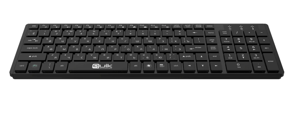 Quik Priedai QOS-12105 itin plonas belaidis klaviatūra RU / ENG
