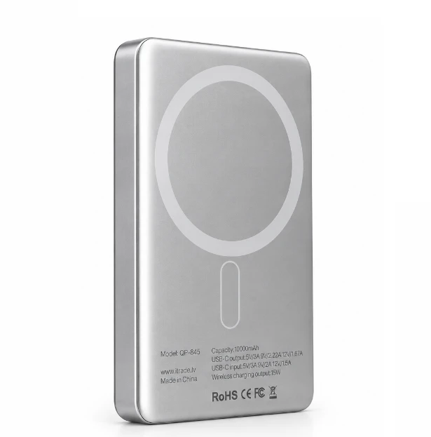 Quik Priedai QP-840 Plonas magnetinis belaidis išorinis akumuliatorius 10.000mAh