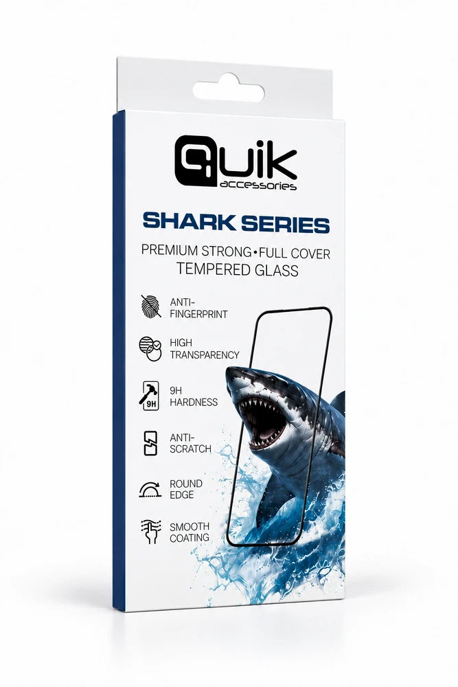 Quik Accessories SHARK serijos aukščiausios kokybės pilno dengimo grūdintas stiklas skirtas OnePlus Nord 5