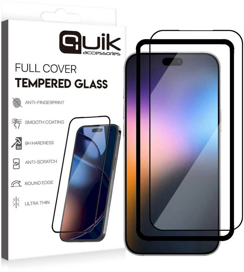 Quik Priedai Pilnai Uždengiantis Grūdintas Stiklas Apple iPhone 17 Pro Max