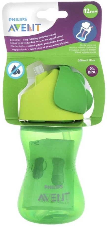Philips AVENT 12+ mėn. puodelis su šiaudeliu 300 ml, žalias