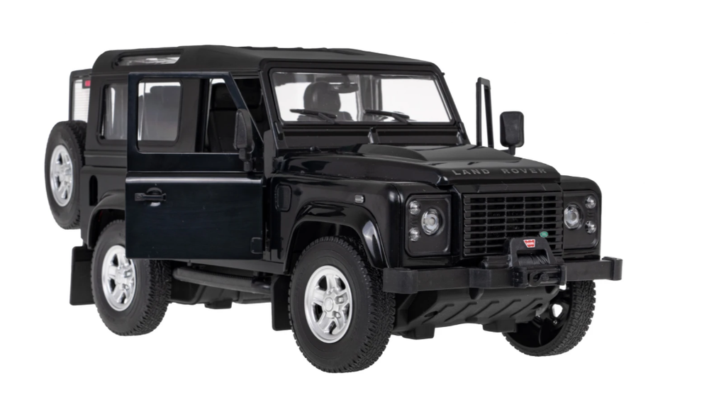 Land Rover Defender juoda RASTAR modelis 1:14 Zdalnie sterowanie auto + Pilot 2,4 GHz + Ręcznie otwierane drzwi