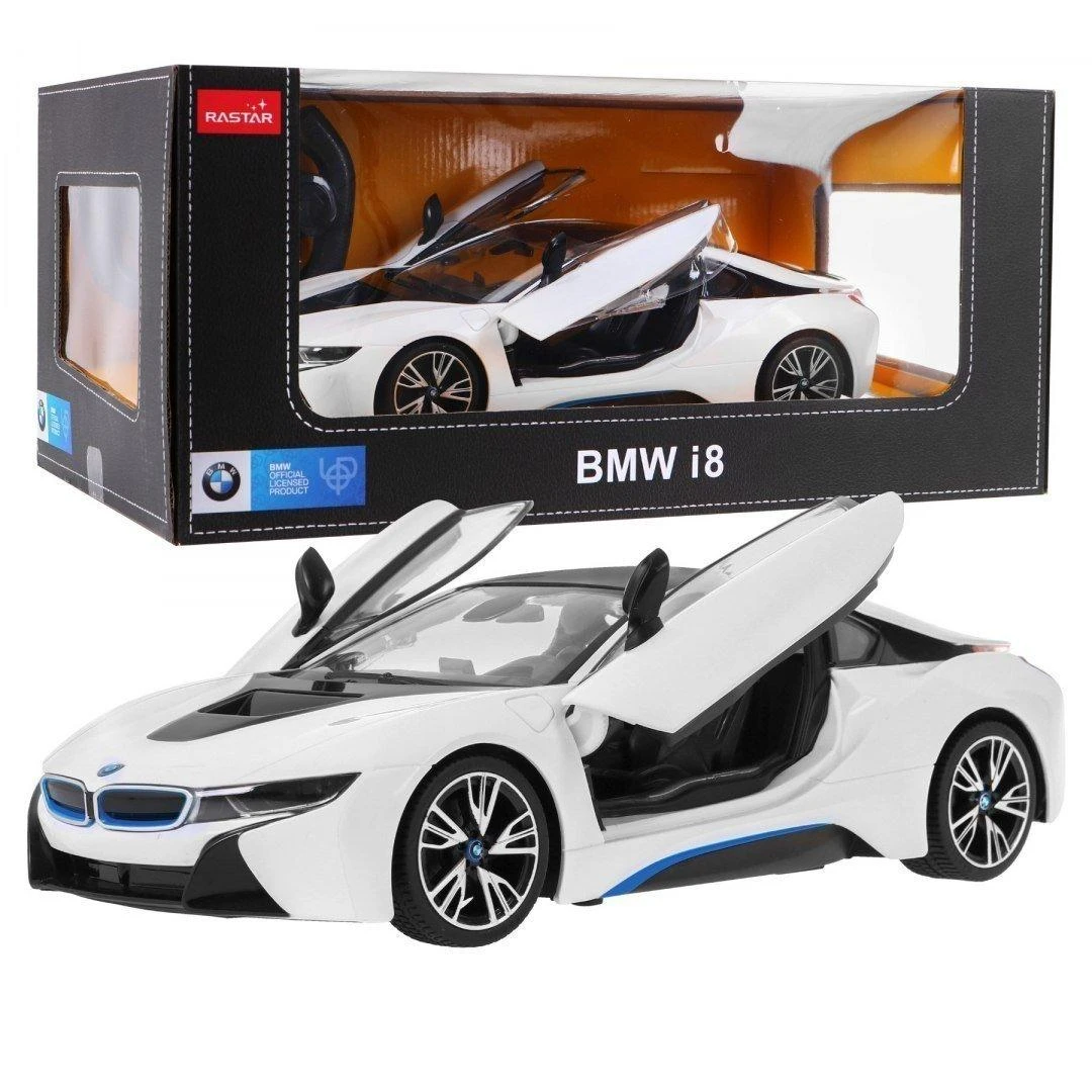 BMW i8 balta RASTAR modeliai 1:14 Nuotolinio valdymo automobilis + 2,4 GHz nuotolinio valdymo pultas
