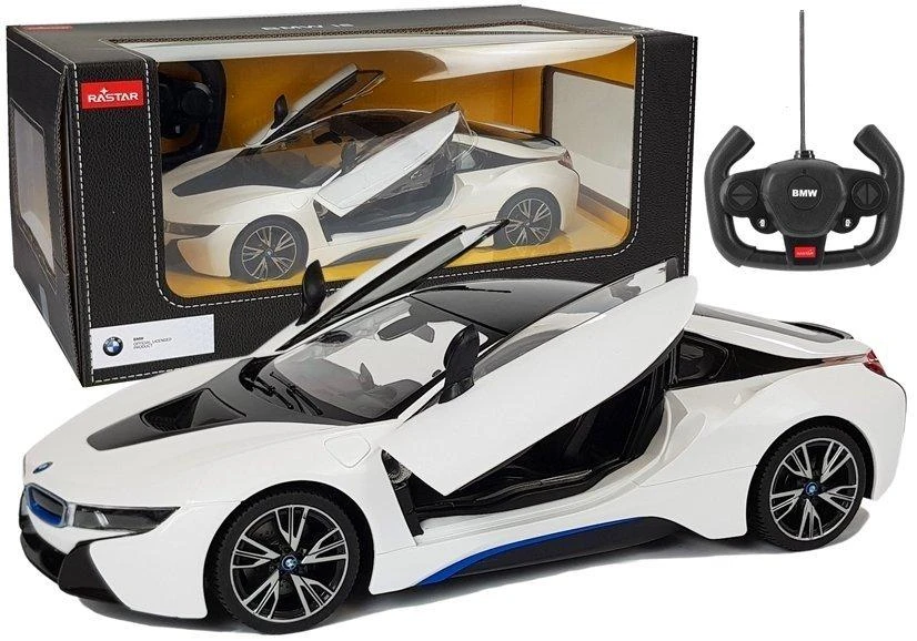 BMW i8 balta RASTAR modeliai 1:14 Nuotolinio valdymo automobilis + 2,4 GHz nuotolinio valdymo pultas