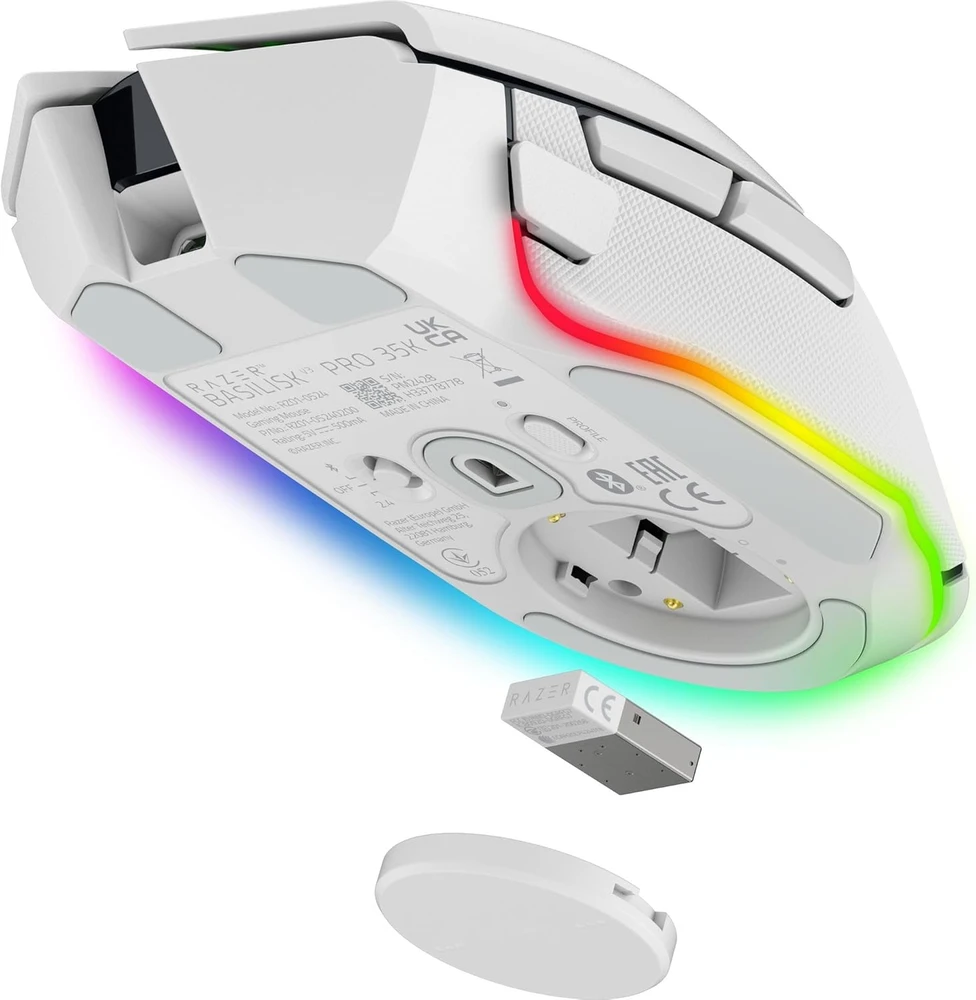 Razer | Pelė žaidimams | Basilisk V3 Pro 35K | Optinė pelė | Wireless | Baltas | Yes