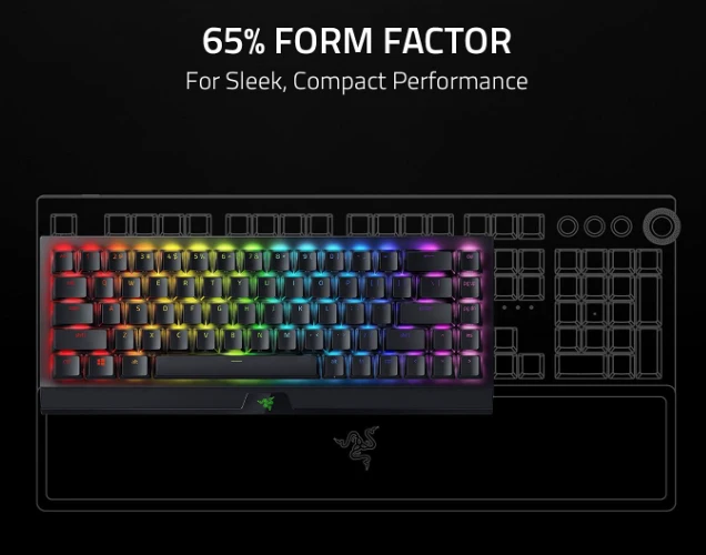 Belaidė 65% Klaviatūra Razer BlackWidow V3 Mini HyperSpeed su Razer Chroma RGB, Green Switch, US išdėstymas