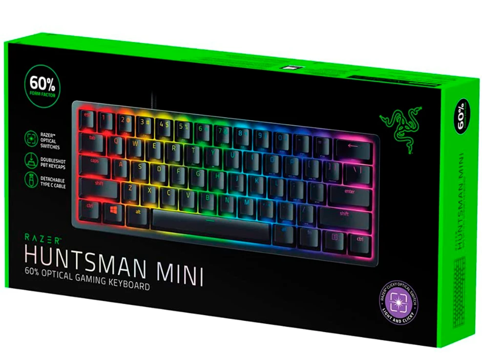 60% Mechaninė Žaidimų klaviatūra Razer Huntsman Mini, Red Switch, US išdėstymas