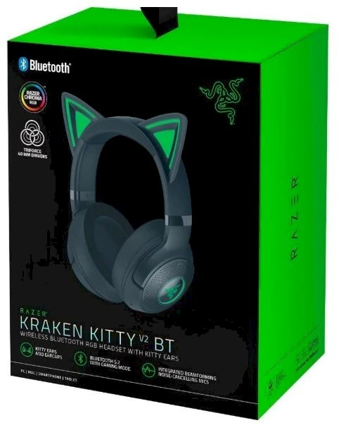 Razer | Ausinės | Kraken Kitty V2 BT | Taip | Bluetooth | Už ausų | Belaidės