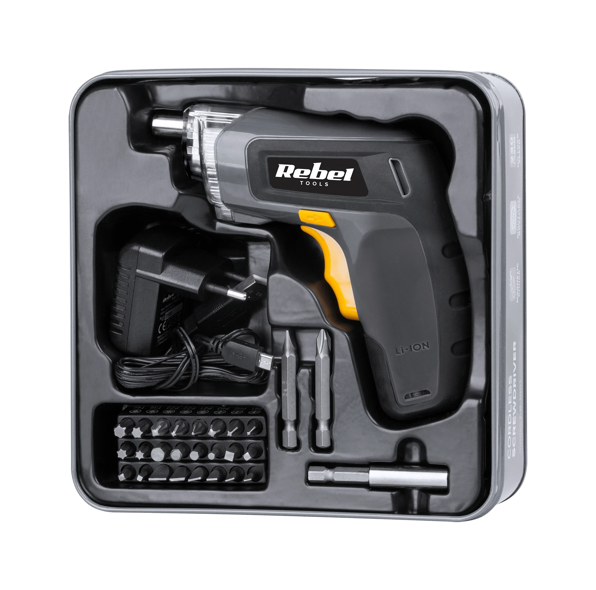 Belaidis atsuktuvas REBEL 3.6V 1300mA - rinkinys