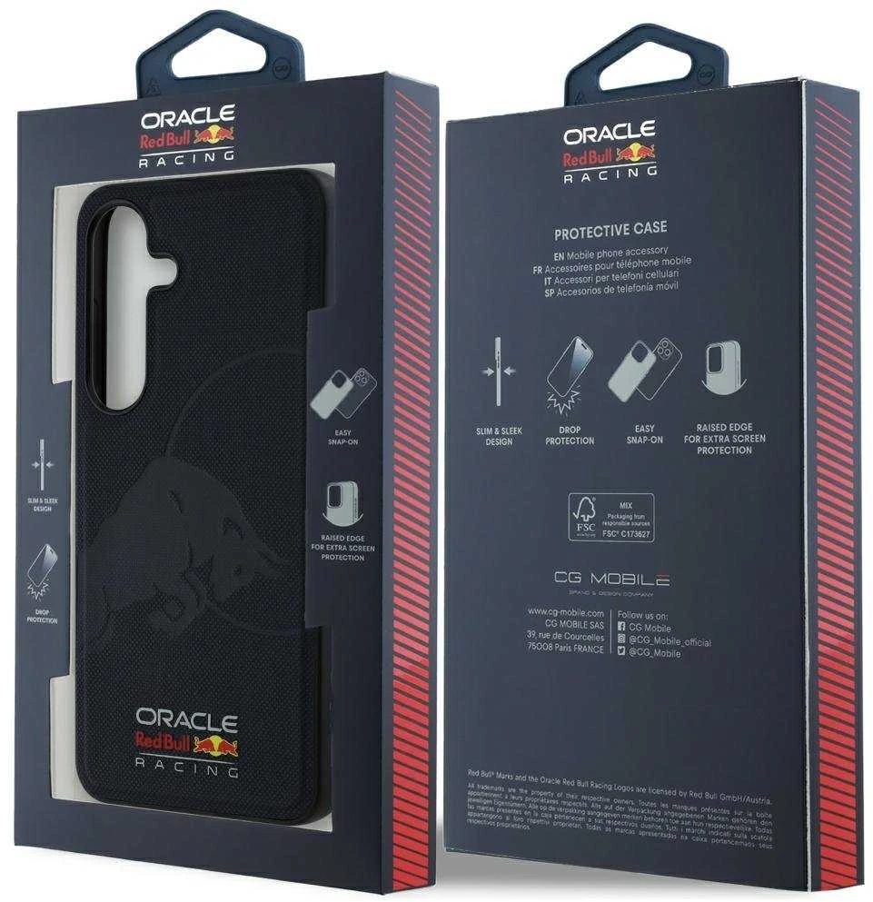 Dėklas Red Bull Raudona Bull Raudonas BULL futerał do Samsung Galaxy S25 RBHMS25S24PUBUFV (Magnetic Meshed PU W/ Debossed Bull) mėlynos spalvos
