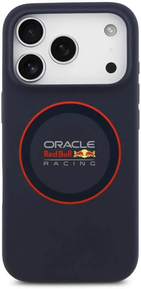Red Bull Raudona Bull Raudona Bull Silicone Raudona Ring MagSafe dėklas skirtas Apple iPhone 17 Pro Navy mėlynos spalvos