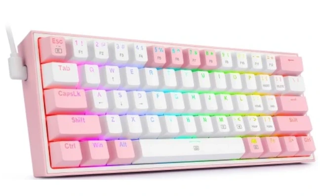 Klaviatūra žaidimams Redragon K617 Fizz RGB Redragon Mechaninė Raudona Switches su laidu mechaninė su pašvietimu balta