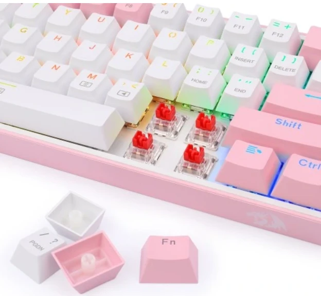 Klaviatūra žaidimams Redragon K617 Fizz RGB Redragon Mechaninė Raudona Switches su laidu mechaninė su pašvietimu balta
