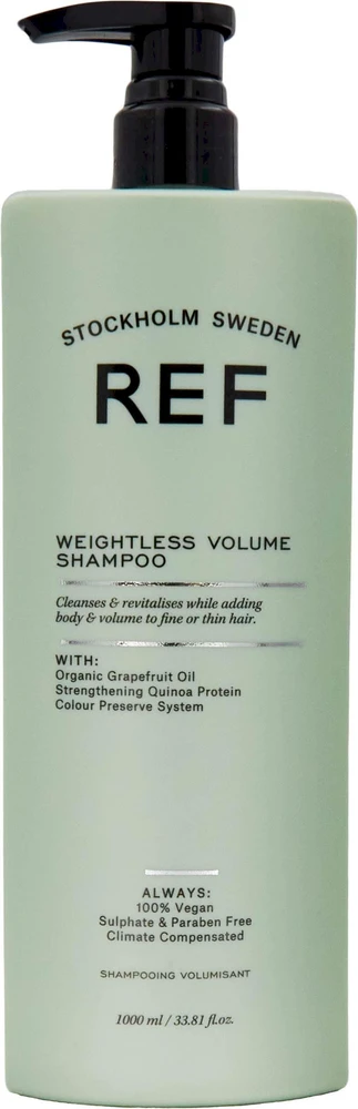 REF „Weightless Volume“ šampūnas be sulfatų, suteikiantis apimties ir tekstūros, 1000 ml
