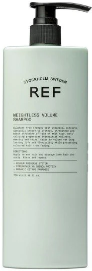 REF Weightless Volume šampūnas be sulfatų, suteikiantis apimties ir suteikiantis plaukams tekstūrą, 285 ml