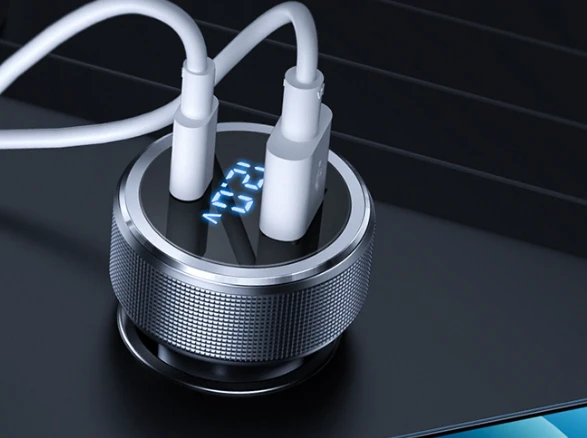 Automobilinis įkroviklis USB, USB-C Remax RCC215, 58.5W (juodas)