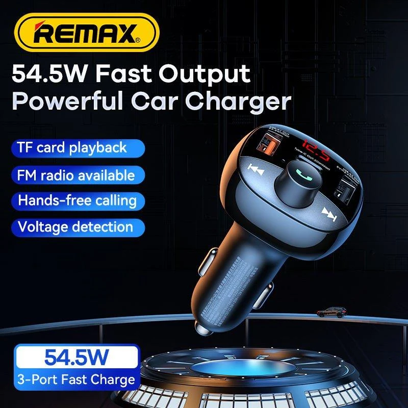 Automobilinis įkroviklis USB-C, 2x USB Remax RCC331, 54.5 W (juodas)