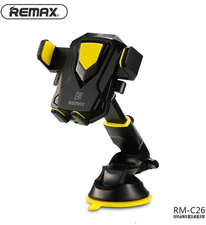 Automobilio prietaisų skydelio arba priekinio stiklo laikiklis Remax, RM-C23 (juoda + geltona)
