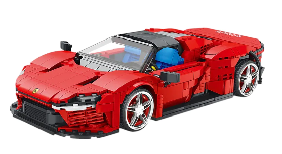 Ramiz Raudonas sportinių automobilių statybinių kaladėlių rinkinys vaikams, 1168 vnt