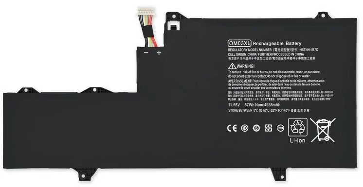 Replacement Baterija for Nešiojamas kompiuteris HP OM03XL / 4700mAh / 54Wh / 11.55V