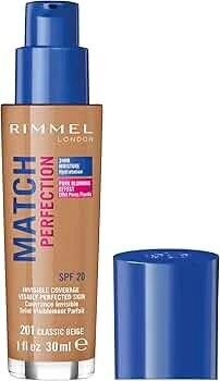 Rimmel London Match Perfection SPF20 makiažo pagrindas Moterims 30 ml, Classic Beige 201 - Cool