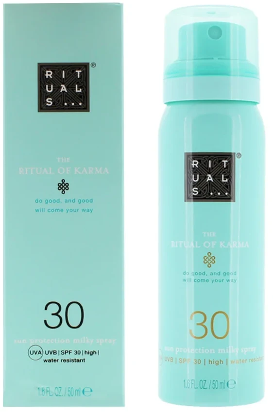 Rituals The Ritual Of Karma Apsauga nuo saulės Milky Purškiklis SPF 30 purškiamas apsauginis pienelis nuo saulės, 200 ml