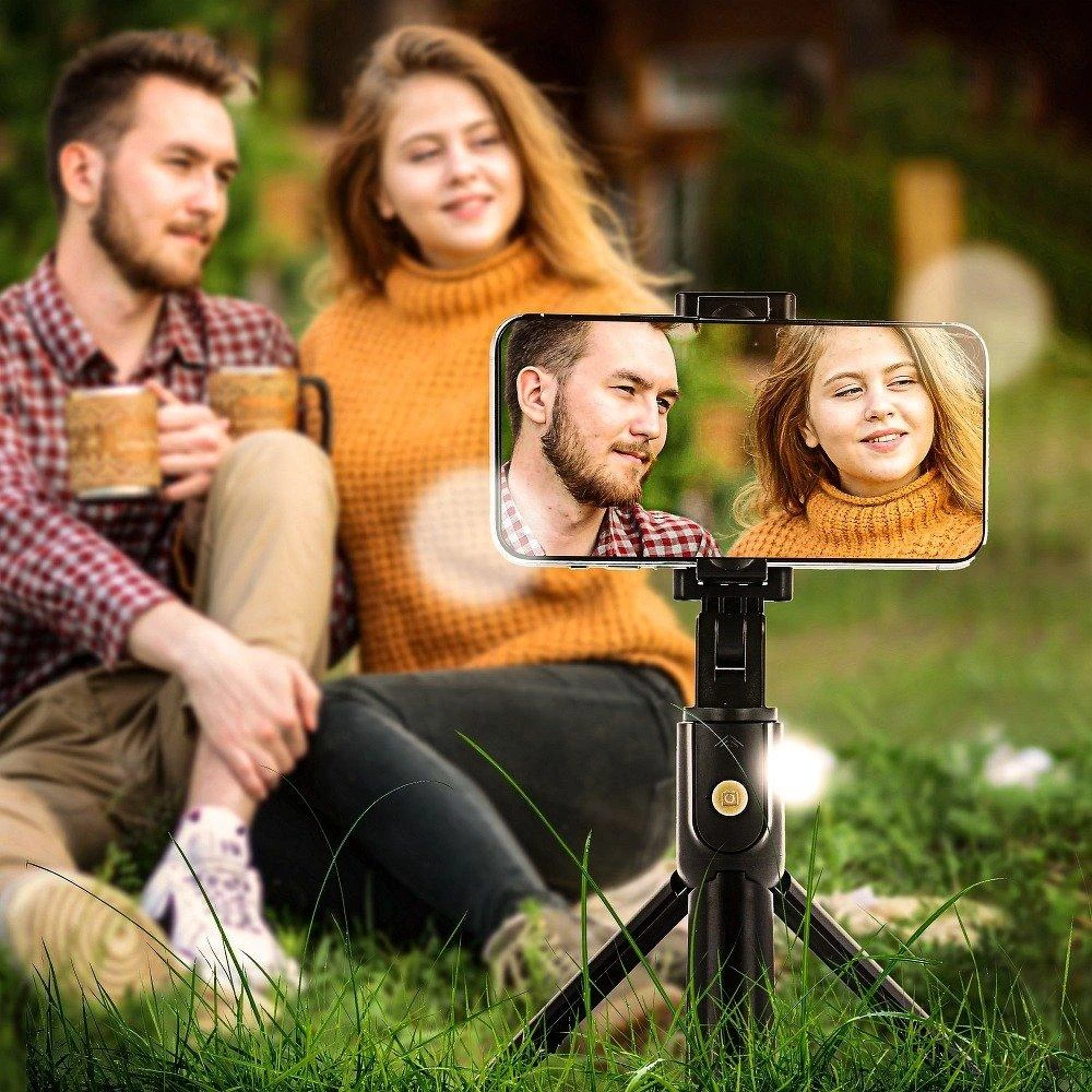 „RoGer 2in1“ asmenukių lazda + trikojis, teleskopinis stovas su „Bluetooth“ nuotolinio valdymo pultu
