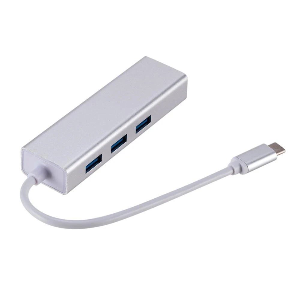 RoGerAD15642 USB-C šakotuvas, pilkas metalinis korpusas