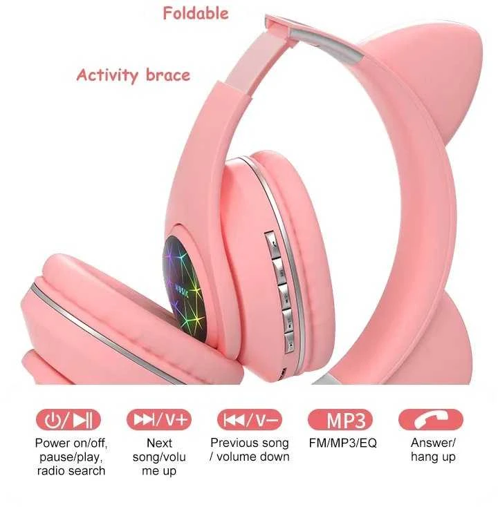 Ausinės Roger RoGer Cat M2 Bluetooth Ausinės su Cat Ears LED