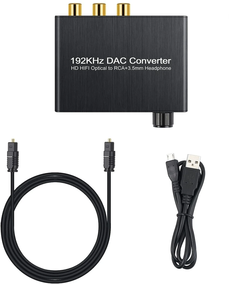 „RoGer“ DAC 192 kHz 24 bitų S/PDIF į RCA keitiklis su 3,5 mm ausinių lizdu / optinis / bendraašis